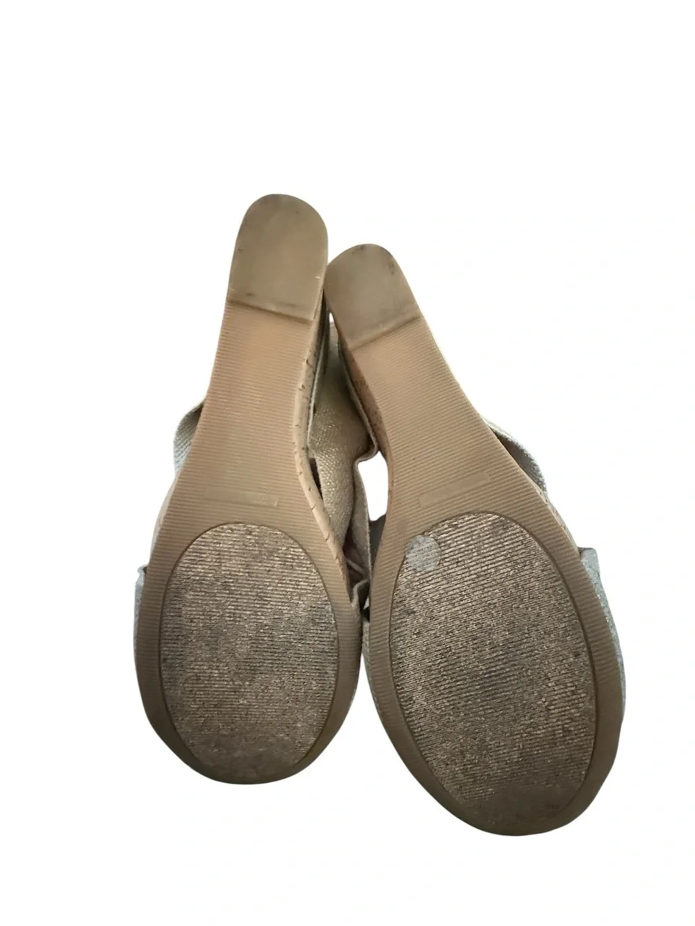 Lucky Brand Metallic Cork Wedge Slide Sandals Gold Shimmer Size 9 Euro Summer